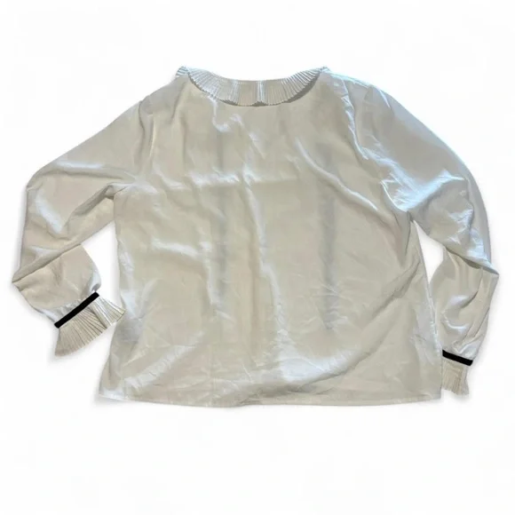 Boden Women's 14 Long Sleeve Ruffle Collar Blouse V Neck Tie White - Picture 2 of 5